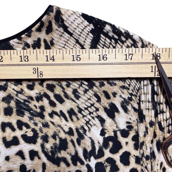 CHICO’S Animal Print Shift Dress Size 3 XL 16/18 Brown 3/4 Sleeve Lined EUC - Picture 10 of 13